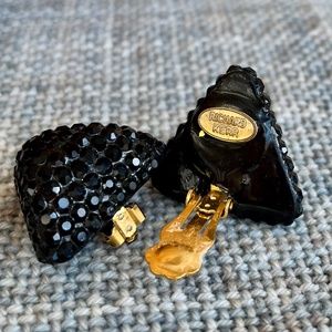 Vintage Richard Kerr Black Austrian Crystal Clip-on Earrings